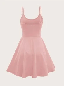 SHEIN MOD Solid Flare Hem Cami Dress - Baby Pink - View 3