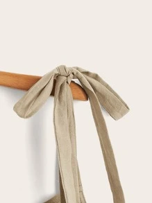 SHEIN EZwear 大碼肩部打結補丁口袋連身短褲 - 卡其色 - 查看 4