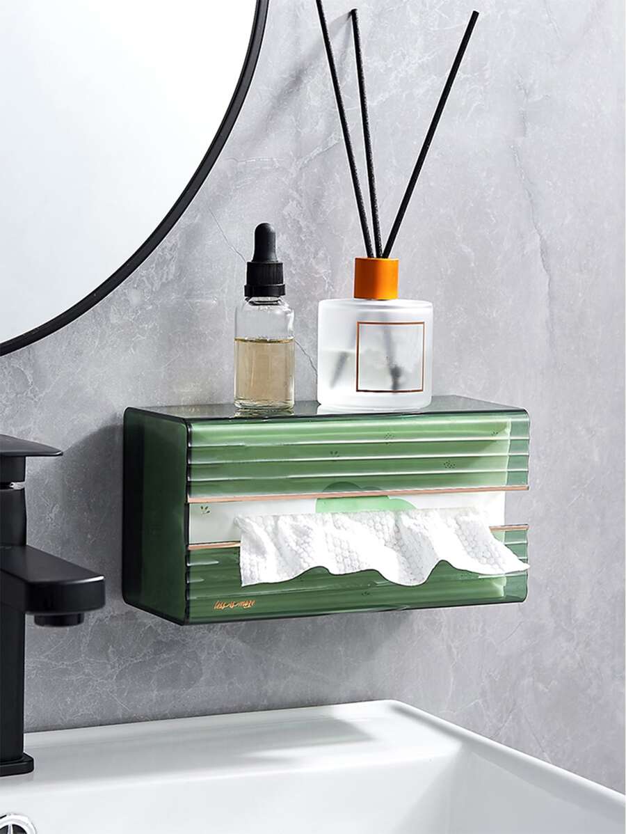 1 pieza Caja de almacenamiento de pañuelos de color aleatorio, accesorios de baño - Multicolor - Ver 1