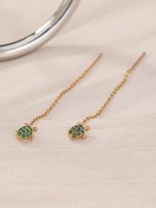 Nooxian 方晶鋯石海龜裝飾耳綫 - 金黃色 - 查看 7