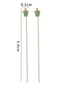 Nooxian 方晶鋯石海龜裝飾耳綫 - 金黃色 - 查看 5