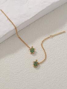 Nooxian 方晶鋯石海龜裝飾耳綫 - 金黃色 - 查看 8