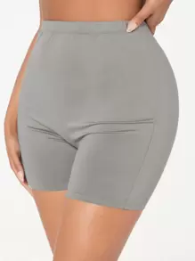 SHEIN EZwear Shorts biker de talle alto - Gris - Ver 2