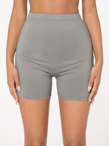 SHEIN EZwear Shorts biker de talle alto - Gris - Ver 5