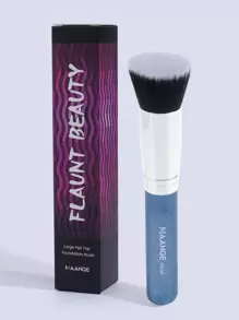 MAANGE 1 件平头粉底刷，化妆工具，带有柔软纤维，方便携带，旅行用刷子 - 藍色 - 查看 2