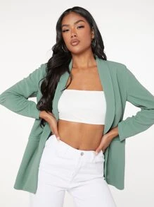 SHEIN Clasi 青果領素色西裝外套 - 薄荷綠 - 查看 1