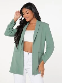 SHEIN Clasi 青果領素色西裝外套 - 薄荷綠 - 查看 6