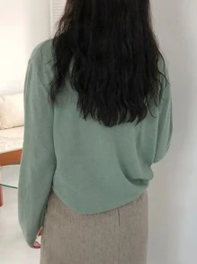 DAZY Turtleneck Drop Shoulder Sweater - Green - View 4