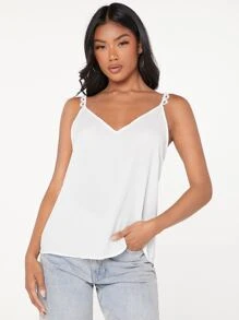 SHEIN LUNE Guipure Lace Trim Cami Top - White - View 1