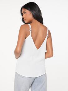 SHEIN LUNE Guipure Lace Trim Cami Top - White - View 2