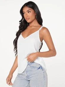 SHEIN LUNE Guipure Lace Trim Cami Top - White - View 4
