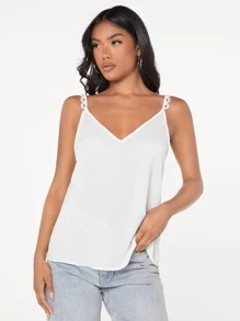 SHEIN LUNE Guipure Lace Trim Cami Top - White - View 6