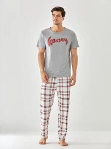 Men Plaid Sleep Trousers - Multicolor - View 3