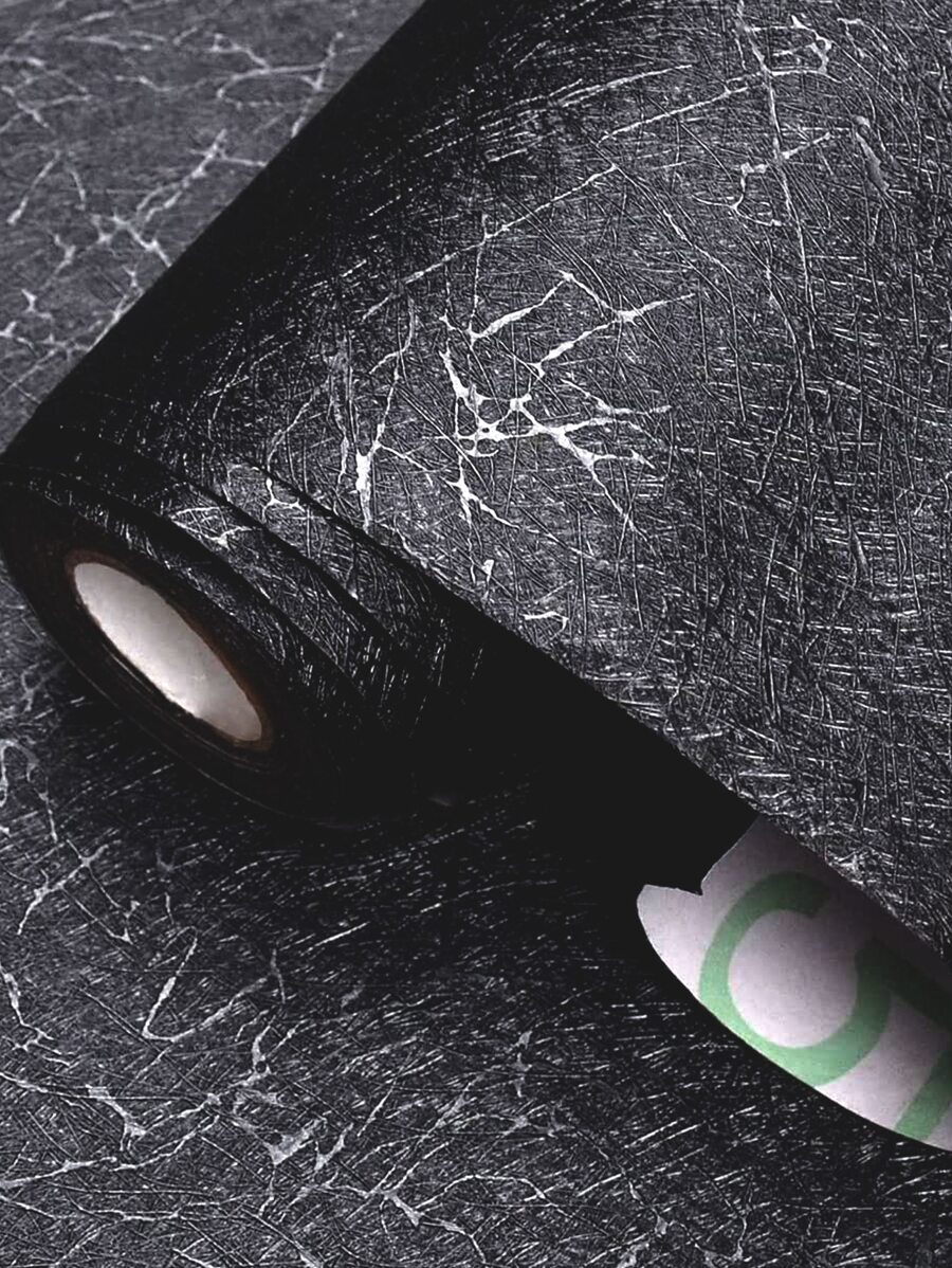 Giấy dán tường chống thấm tối giản 1roll - màu đen - Xem 1