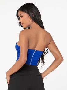 SHEIN BAE 後拉鏈束胸上衣 - 寶藍色 - 查看 2