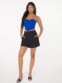 SHEIN BAE 後拉鏈束胸上衣 - 寶藍色 - 查看 4