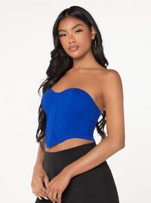 SHEIN BAE 後拉鏈束胸上衣 - 寶藍色 - 查看 5