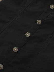 SHEIN Girls Cold Shoulder Swiss Dot Ruffle Trim Puff Sleeve Dress - Black - View 3