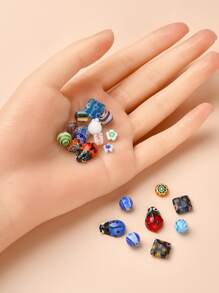 1盒61顆8款燈飾珠混合形狀混合顏色花朵和心形設計DIY珠 - 彩色 - 查看 2