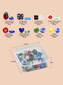 1盒61顆8款燈飾珠混合形狀混合顏色花朵和心形設計DIY珠 - 彩色 - 查看 3