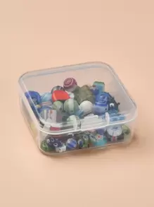 1盒61顆8款燈飾珠混合形狀混合顏色花朵和心形設計DIY珠 - 彩色 - 查看 4