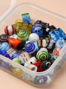 1盒61顆8款燈飾珠混合形狀混合顏色花朵和心形設計DIY珠 - 彩色 - 查看 6