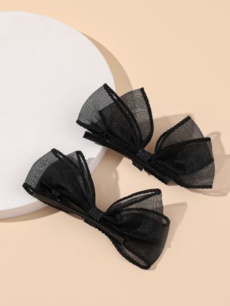 2pcs Bow Decor Hair Clip