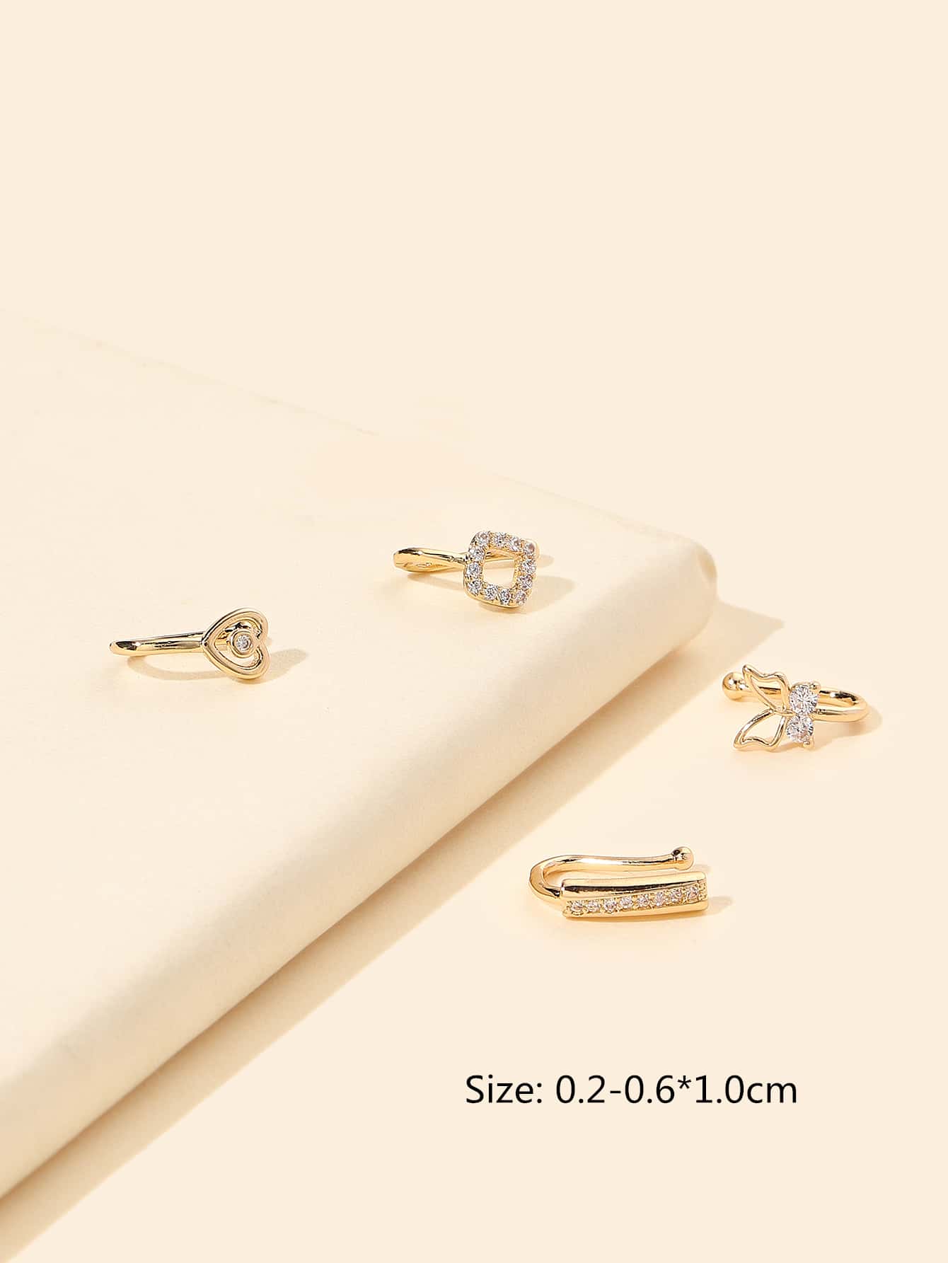 4pcs/Set Copper, Cubic Zirconia & Heart Decor Nose Ring For Women And Men, Punk Piercing, A Fashionable Body Jewelry Gift For Any Occasion Valentines,Mom,Mother,Mother's Day,Gift