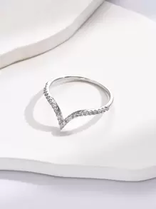 แหวน ตกแต่ง พลอยเทียม - สีเงิน - ดู 1