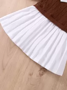 Baby Girl 2 In 1 Peter Pan Collar Pleated Hem Dress - Multicolor - View 3