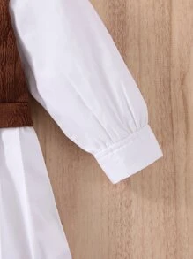 Baby Girl 2 In 1 Peter Pan Collar Pleated Hem Dress - Multicolor - View 4