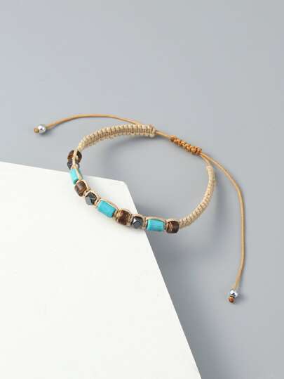 綠松石裝飾編織手鏈