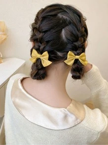 2 件可爱蝴蝶结发夹，适合派对、舞会、闪亮装饰和郊游、Y2k 风格情人节情人节、发饰、发夹发夹爪夹发夹、学校用品、优雅、学院风、女士冬季服装、蝴蝶结 - 黃色 - 查看 1