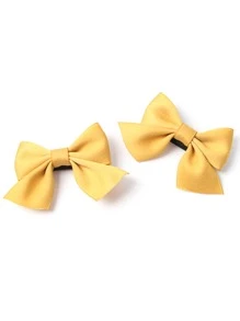2 件可爱蝴蝶结发夹，适合派对、舞会、闪亮装饰和郊游、Y2k 风格情人节情人节、发饰、发夹发夹爪夹发夹、学校用品、优雅、学院风、女士冬季服装、蝴蝶结 - 黃色 - 查看 2