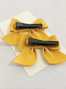 2 件可爱蝴蝶结发夹，适合派对、舞会、闪亮装饰和郊游、Y2k 风格情人节情人节、发饰、发夹发夹爪夹发夹、学校用品、优雅、学院风、女士冬季服装、蝴蝶结 - 黃色 - 查看 3
