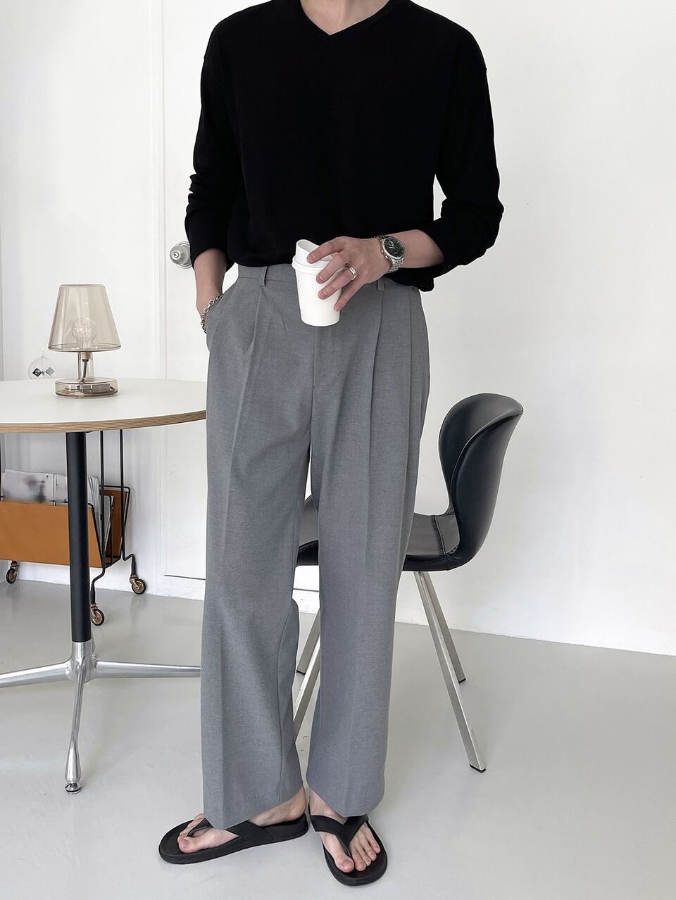 Men Plicated Detail Tailored Pants Business Attire