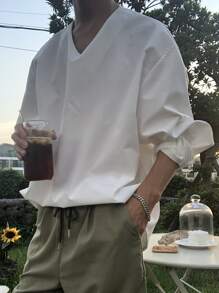 DAZY 男士V領落肩袖襯衫