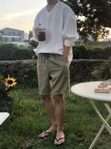 DAZY 男士V領落肩袖襯衫