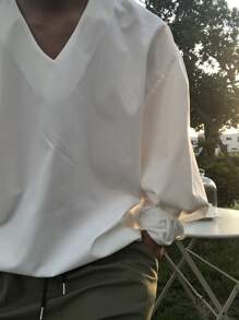 DAZY 男士V領落肩袖襯衫