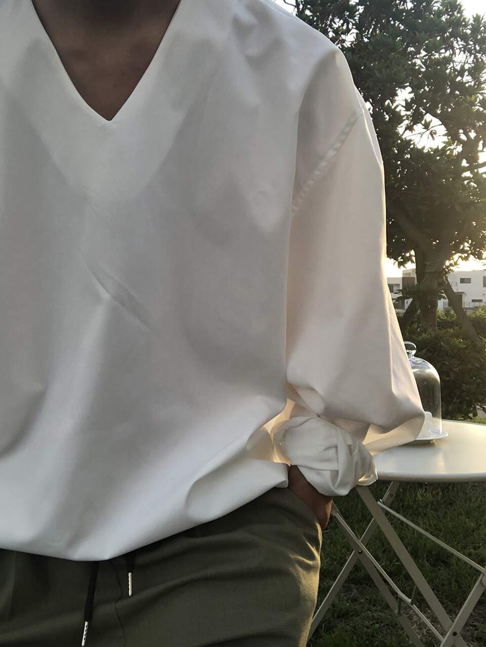 Men V-neck Drop Shoulder Shirt
