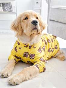 Cartoon Bear Print Pet Tee