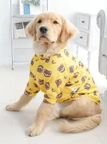 Cartoon Bear Print Pet Tee
