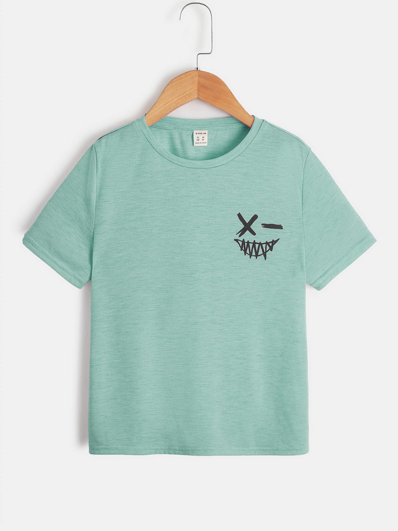 SHEIN Boys Expression Print Tee - Mint Green - View 1