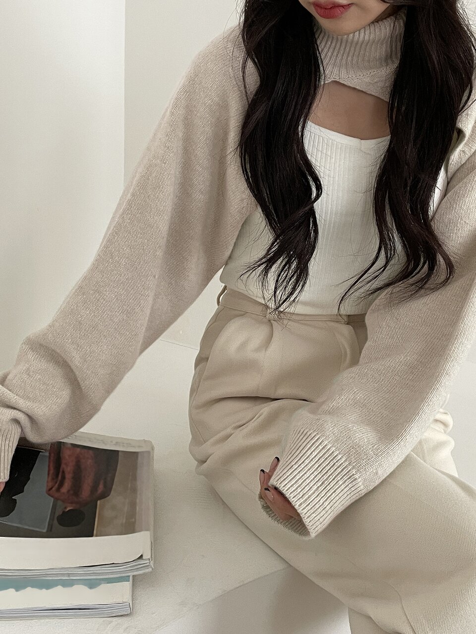 1pc Turtleneck Batwing Sleeve Shrug Sweater,Fall Clothes