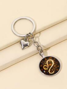 星座象徵細節圓形和愛心掛飾鑰匙圈 - 彩色 - 查看 1