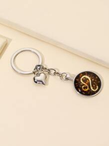 星座象徵細節圓形和愛心掛飾鑰匙圈 - 彩色 - 查看 3