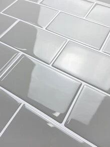 1 件环氧砖设计墙纸，翻新贴纸可撕墙板，墙纸，壁纸，春季装饰品让您的家焕然一新，拉玛装饰贴纸 - 灰色 - 查看 2