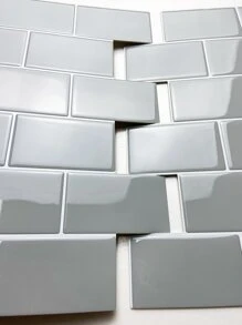 1 件环氧砖设计墙纸，翻新贴纸可撕墙板，墙纸，壁纸，春季装饰品让您的家焕然一新，拉玛装饰贴纸 - 灰色 - 查看 4