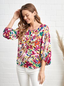 EMERY ROSE Blusa con estampado de manga farol - Multicolor - Ver 3