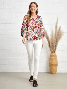EMERY ROSE Blusa con estampado de manga farol - Multicolor - Ver 5